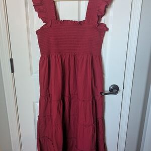 Red Sleeveless Ruffle Dress